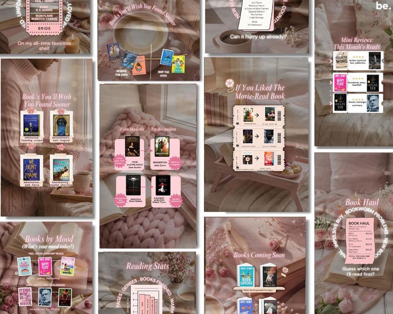 Bookstagram Reels Template Pink Bookish Reel Author Faceless Booktok Video Instagram Tiktok Book Promo Book Lover Influencer Content Creator