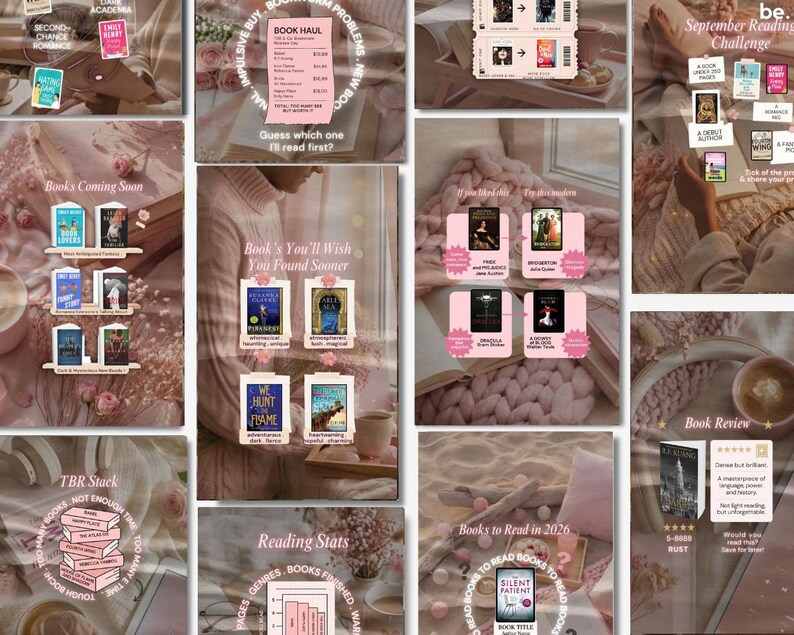 Bookstagram Reels Template Pink Bookish Reel Author Faceless Booktok Video Instagram Tiktok Book Promo Book Lover Influencer Content Creator