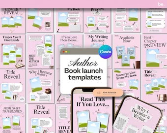 Pink Bookstagram Canva Romance Indie Author Instagram Templates | Writer Marketing Book Launch Social Media Promo Kit
