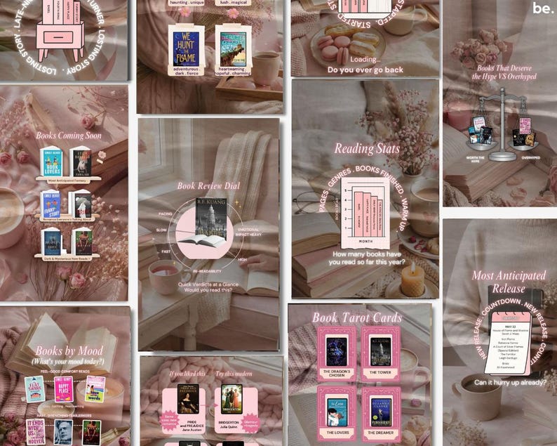 Bookstagram Reels Template Pink Bookish Reel Author Faceless Booktok Video Instagram Tiktok Book Promo Book Lover Influencer Content Creator