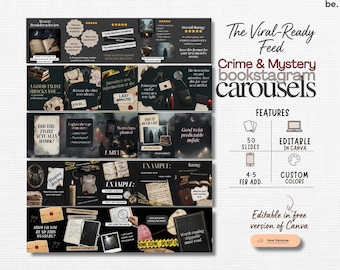 Crime Thriller Bookstagram Carrusel Template Instagram Book Launch Content Creator Ig Author Marketing Canva Booktok Suspenso Terror Misterio