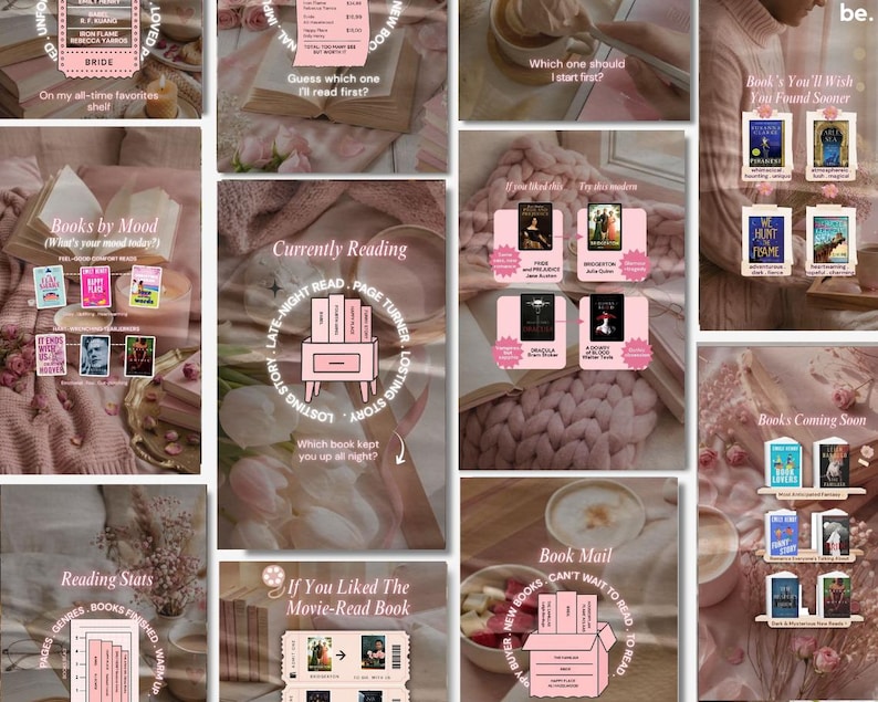 Bookstagram Reels Template Pink Bookish Reel Author Faceless Booktok Video Instagram Tiktok Book Promo Book Lover Influencer Content Creator