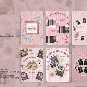 Bookstagram Canva Templates Pink Coquette: Book Review, Content Creator Booktok Instagram Trendy Bookish Reader Writer Author Social Media