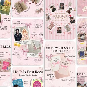 Bookstagram Canva Templates Pink Coquette: Book Review, Content Creator Booktok Instagram Trendy Bookish Reader Writer Author Social Media