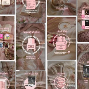 Bookstagram Reels Template Pink Bookish Reel Author Faceless Booktok Video Instagram Tiktok Book Promo Book Lover Influencer Content Creator