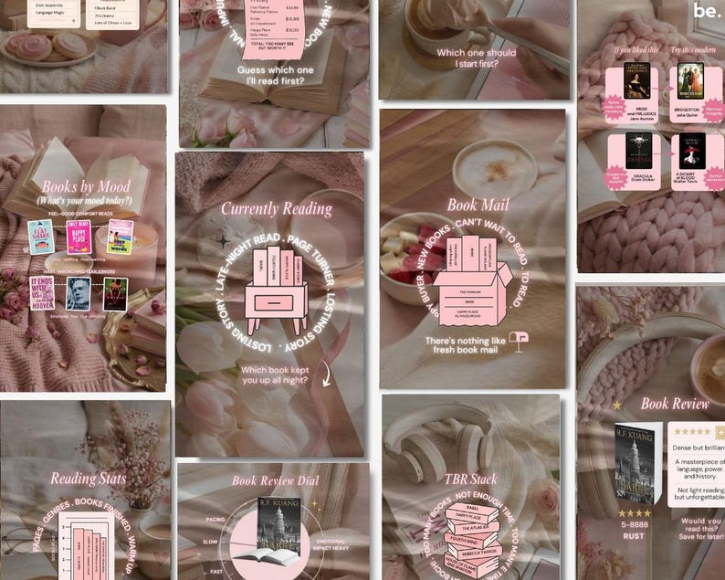 Bookstagram Reels Template Pink Bookish Reel Author Faceless Booktok Video Instagram Tiktok Book Promo Book Lover Influencer Content Creator