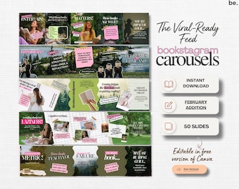 Plantilla de carrusel de Bookstagram Historia de publicación de Instagram Creador de contenido literario Cottagecore Marketing de autor Club de lectura Reseña Promoción de tropos de Booktok