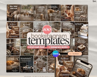 Bookstagram Templates Booktok Instagram Post, Beige Trendy Bookish Content Creator Author Marketing Canva Book Review Book Lovers Influencer