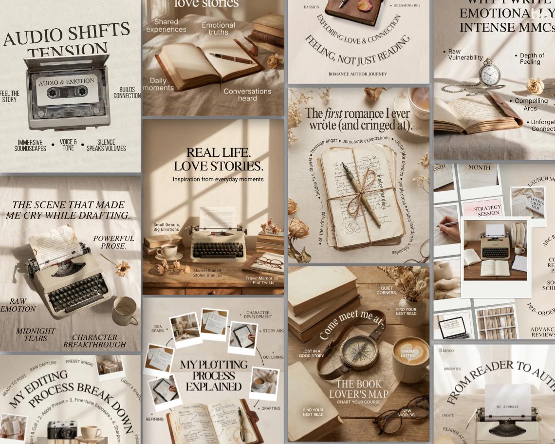 Romance Author Instagram Templates: Bookstagram Canva Social Media Kit ...