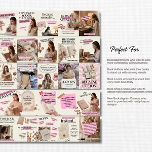 May include: A collage of images with text, featuring a soft, romantic aesthetic. The images include people, books, and decorative elements in a palette of pink, beige, and white. Text includes phrases like "Romance," "Because someday," and "Perfect For."