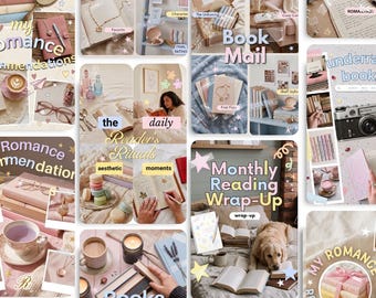 Bookstagram-Canva-Vorlagen | Virale, trendige und ästhetische Instagram- und BookTok-Posts für Buchliebhaber | Social-Media-Kit für Content-Creator mit Buchbezug