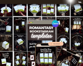Romantasy Bookstagram Canva Templates: Romance Dark Fantasy Author Instagram ( Indie Writer Book Launch Promo)