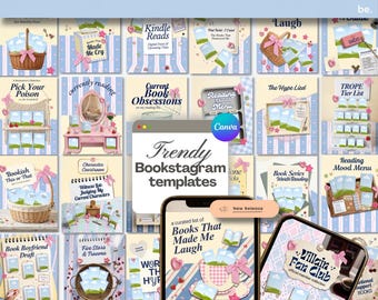 Aesthetic Bookstagram Canva Instagram Template: Soft Romance Bookish Coquette Social Media Book Review Kit (Book Club Reader)