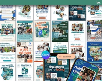 Nonprofit Social Media Templates | Donation, Fundraising, Event Promo (Canva)