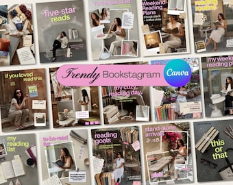 Bookstagram Canva Templates | Book Review, BookTok, Bookish Content Creator, Author Social Media (Digital Download)