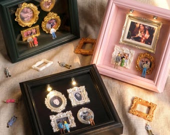Mini caja fotográfica personalizada para museo con luz LED, marco para exhibir fotos DIY, marco de regalo del Museo de EE. UU.