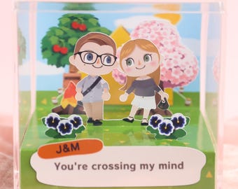 Customizable ACNH 3D cube diorama | Handmade Couple Anniversary Gifts | Gift for her | Gift for him