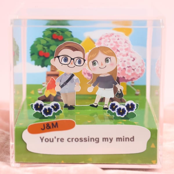 Customizable ACNH 3D cube diorama | Handmade Couple Anniversary Gifts | Gift for her | Gift for him