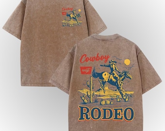 Cowboy Rodeo Shirt • Western Cowboy Graphic Tee • Vintage Acid Wash T-Shirt • Retro Rodeo Horse Shirt • Country Western Tee Unisex