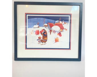 Rie Munoz Fisch zum Abendessen signierte Limitierte Lithographie 207/500 gerahmte Kunst