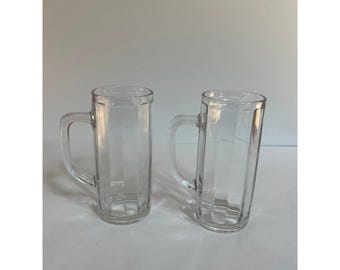 Vintage Set von Paul Sebastian Glas Bierkrügen Made in France Klar getäfelt schwer