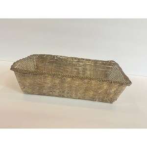 Vintage Silver Woven Wire Mesh Basket – Rectangular Bread & Fruit Vanity Tray