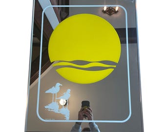 Vintage 1975 John Lee Sun Seagulls Mirror Art Europa Intl 70s MCM Decor LARGE