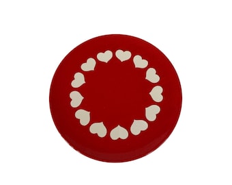 Vintage Waechtersbach West Germany Red White Heart Wreath Salad Dessert Plate 8"