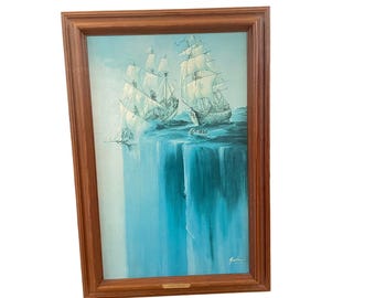 Vintage 1976 Print Miracle I Told You So Oil Painting Flat Earth Framed