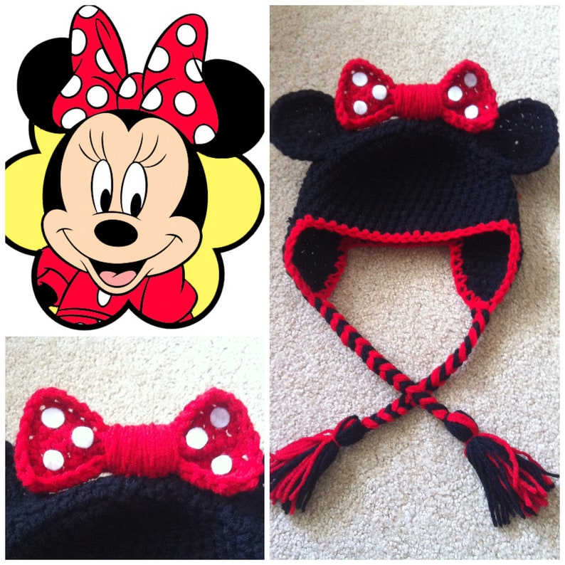 Crochet Minnie Mouse Beanie/Hat image 1