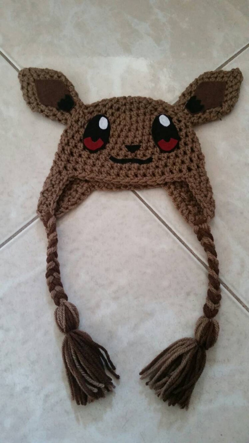 Eevee Knit Hat / Eeveeinspired Pokemon Crochet Hat / Scarf Combo