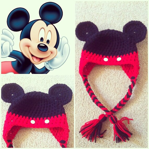 Crochet Mickey Mouse Beanie hat Etsy UK