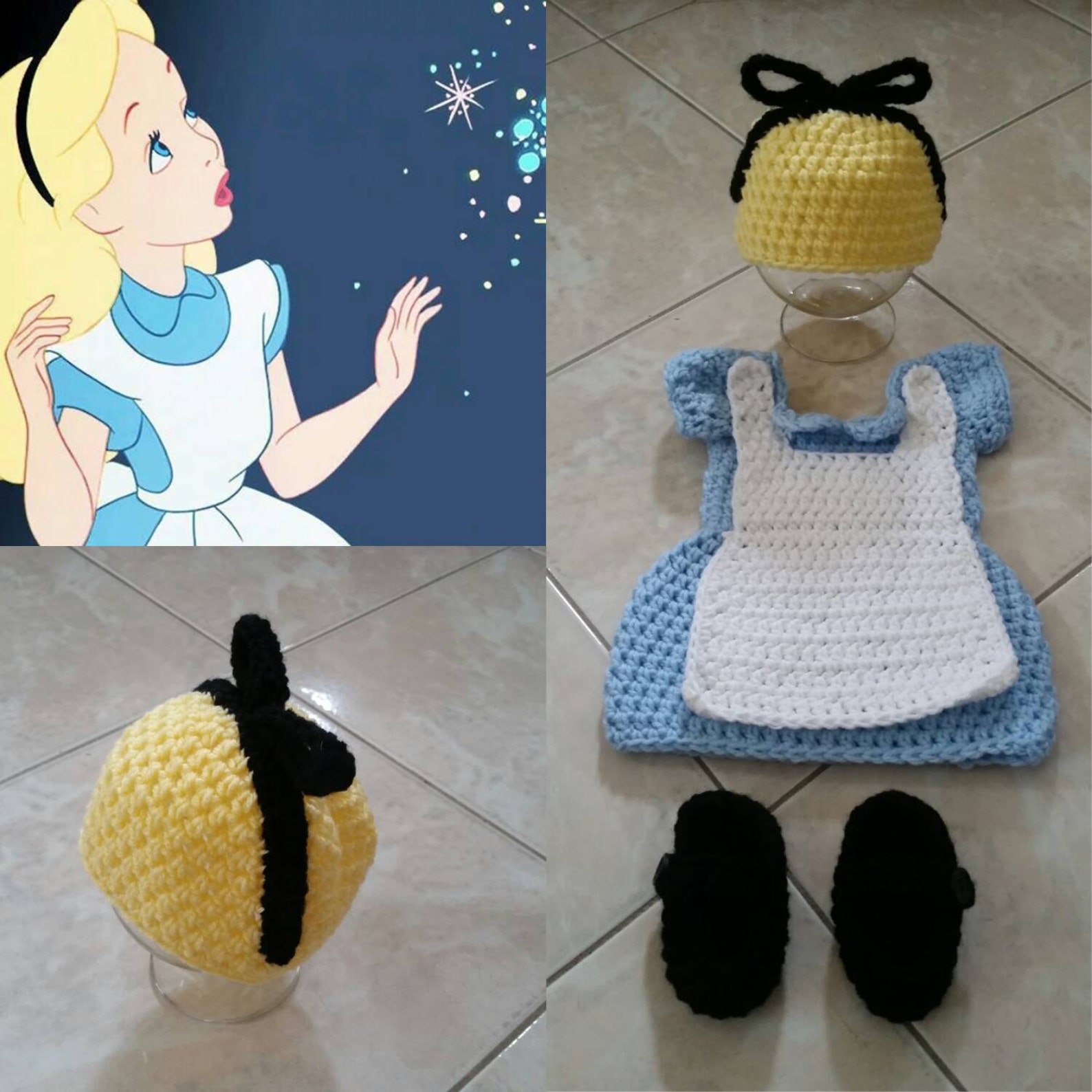 Crochet Alice in Wonderland Outfit beanie Dress and Booties Etsy