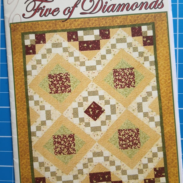 Five of Diamonds Bed Quilt Quilting Pattern by Sew Biz Diane Weber Uncut Great Condition Vintage 2006 Cottagecore DW-26