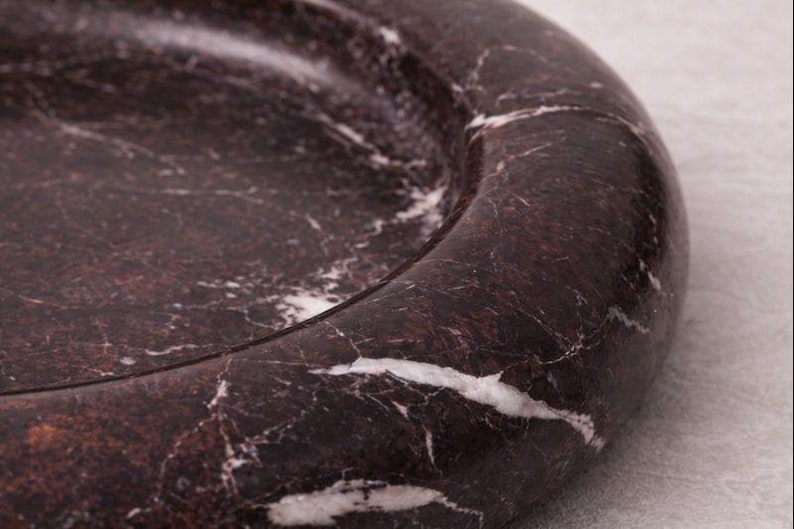 Dark Marble Tray | handmade Luxury Stone Catchall | Jewellery & Vanity Dish | Rosso Levanto dish image 5