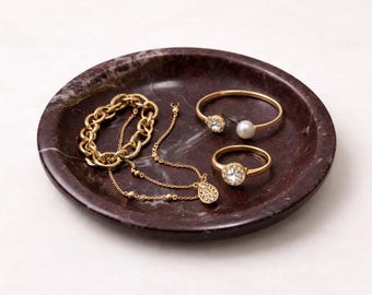 Dark Marble Tray | Luxury Stone Catchall | Jewellery & Vanity Dish