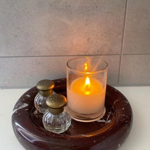 Dark Marble Tray | handmade Luxury Stone Catchall | Jewellery & Vanity Dish | Rosso Levanto dish image 4