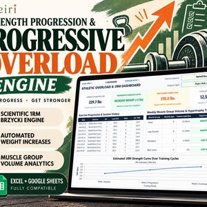 Strength Progression & Progressive Overload Engine - Workout Log, 1RM Calculator  and Volume Excel Template