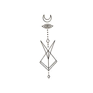 Minimal Witch Sigil Tattoo Flash | Fine Line Occult Symbol | Digital PNG Download