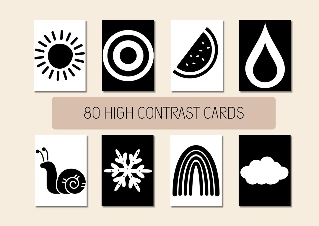 Black White Baby Flashcards – 80 High Contrast Sensory Cards for ...