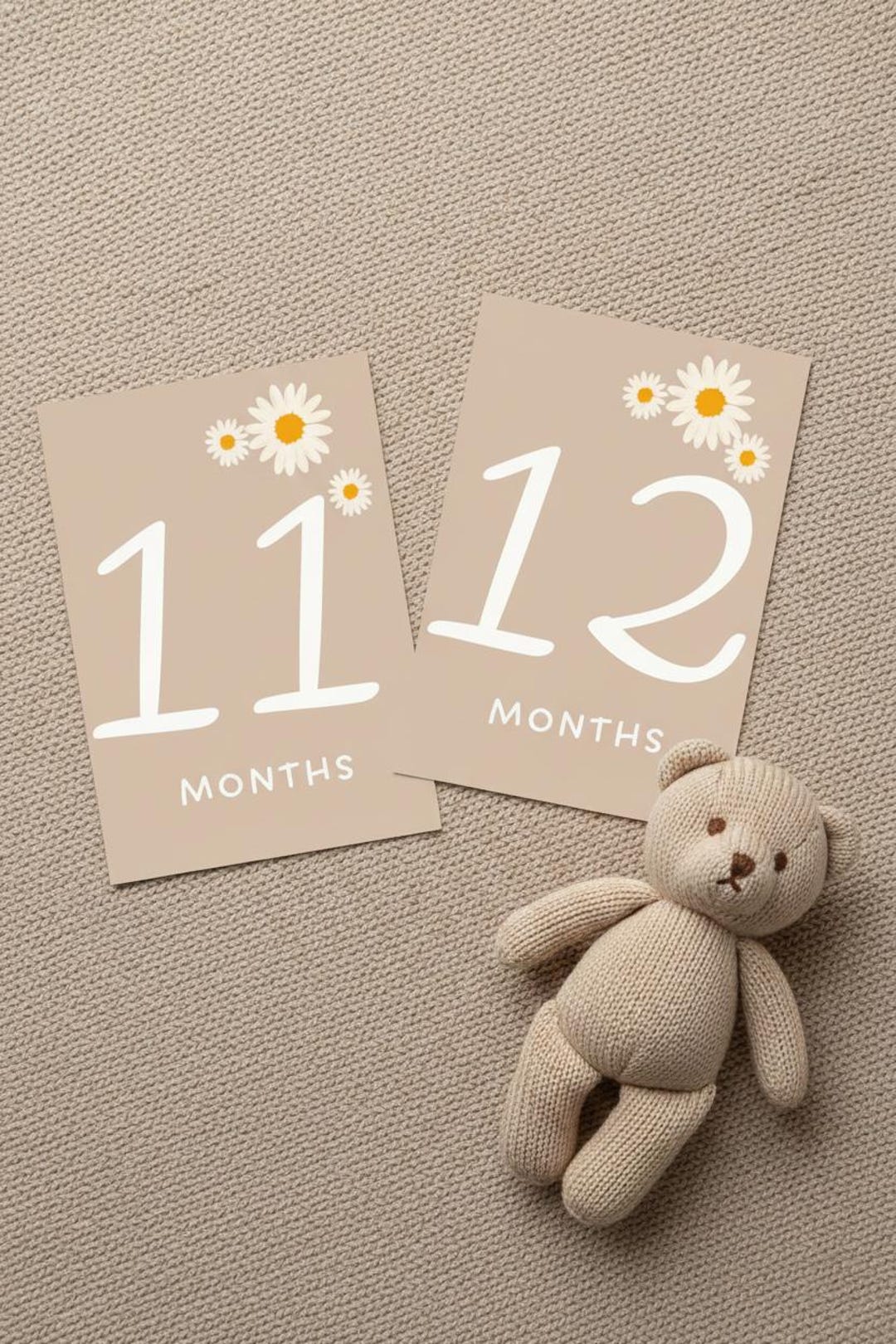 Printable Beige Baby Milestone Cards | Daisy First Year Milestones ...
