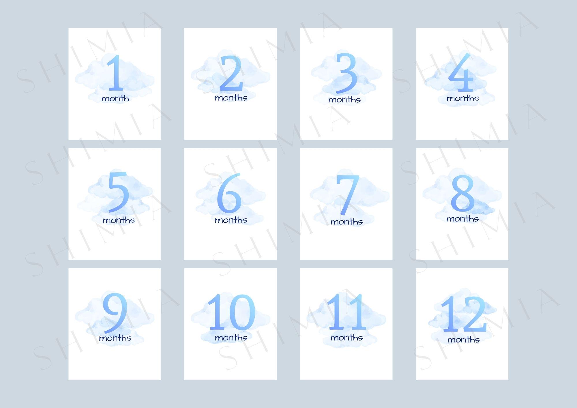 Baby Boy Milestone Cards Printable | Monthly Milestone Cards | Blue ...