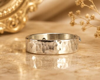 Sterling Silver Ring for Men, Women - Hammered or Smooth - Custom Engraving - Mens Sterling Silver Ring - Silver Band - 4mm - Gift for Him