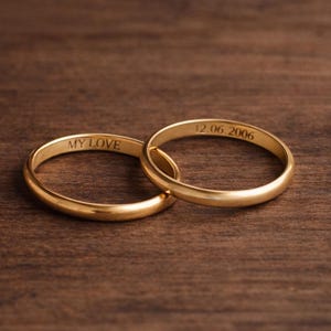 Anillo de banda grabado personalizado – Anillo de plata 925, anillo de boda apilable, delicado anillo de oro, anillo personalizado para mujeres y hombres.
