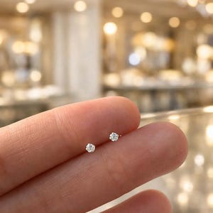 14K Yellow Gold Stud - 2mm,3mm,4mm Tiny cz Stud Earring - Minimalist stud earrings - 14K Gold Earring