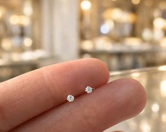 14K Gelbgold Ohrstecker - 2 mm, 3 mm, 4 mm Tiny cz Ohrstecker - Minimalist Ohrstecker - 14K Gold Ohrring