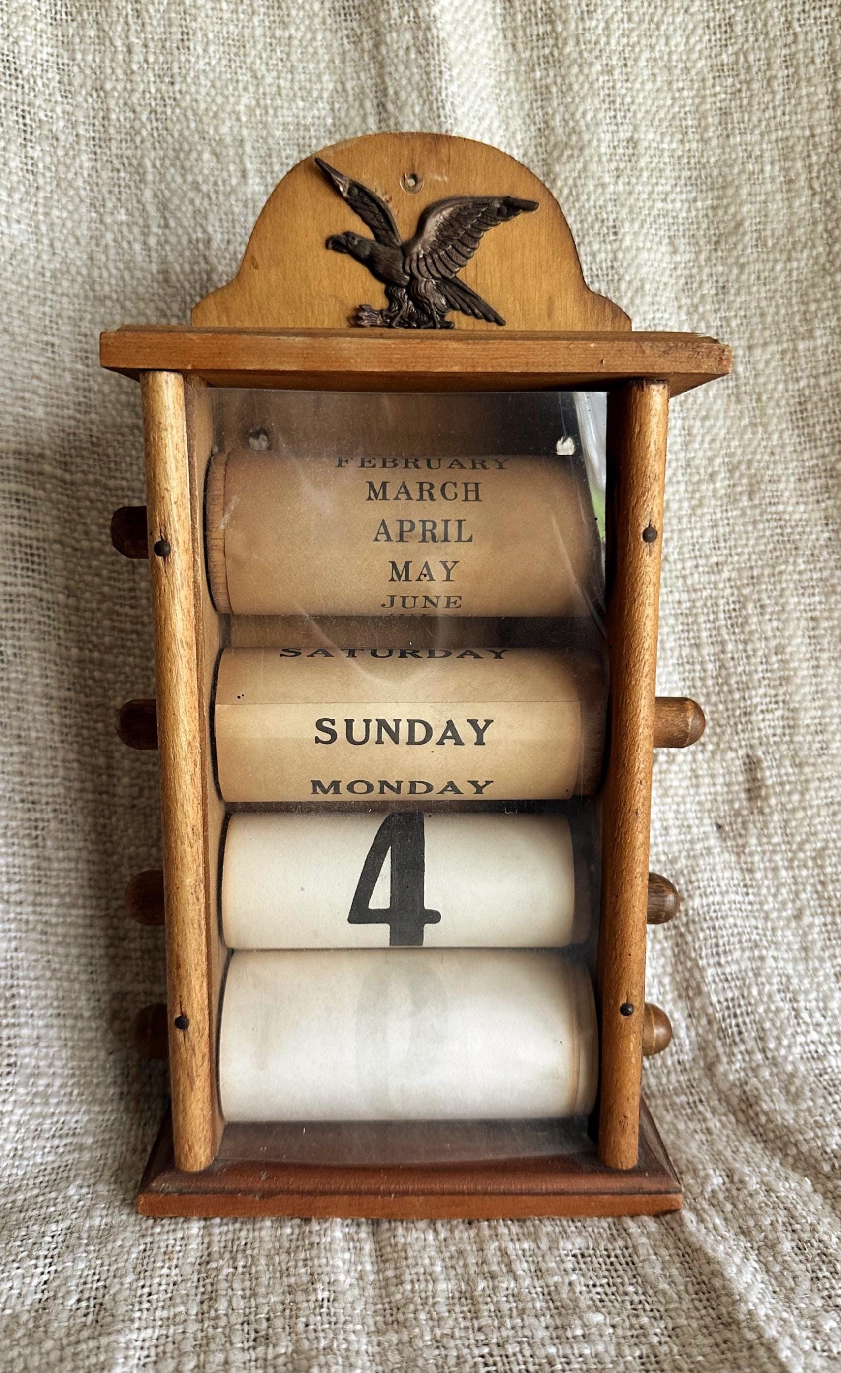 Vintage wooden perpetual calendar - Etsy 日本