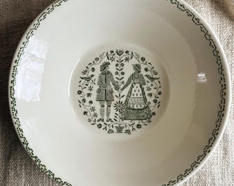 Vintage Royal China Currier & Ives grön skål