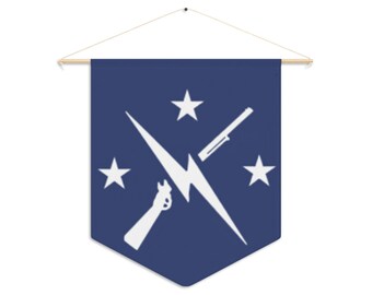 Protejam o Povo: Bandeira Vertical com o Logotipo dos Minutemen