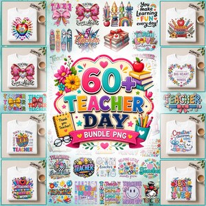 60+ Teacher's Day Png Bundle, Teacher Appreciation Bundle, Teacher Sublimation Bundle, Rainbow Teacher Life Shirt Design, Teacher Shirt Png